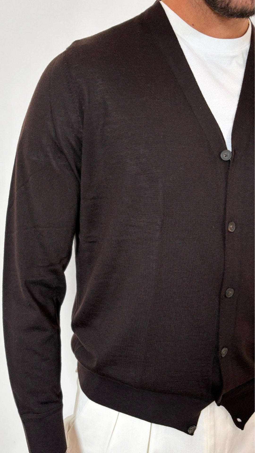 CARDIGAN IN LANA MERINOS - OFFICINA FILATI