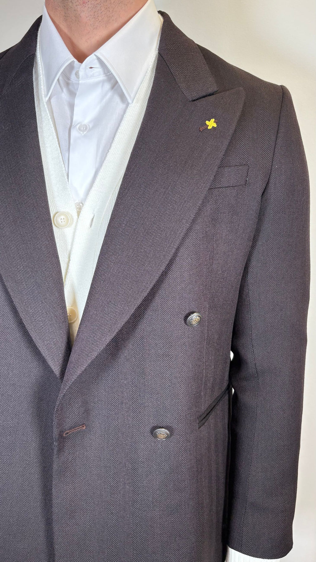 GIACCA DOPPIO PETTO IN LANA SPIGATA MARRONE - ALESSANDRO GILLES