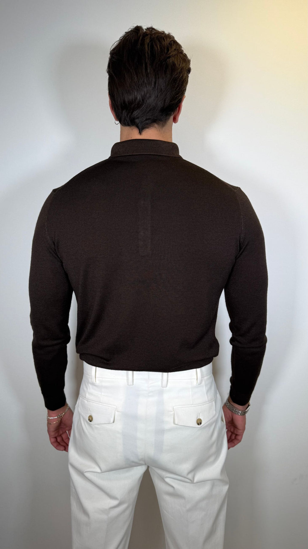 POLO MANICA LUNGA IN PURA LANA - MORO