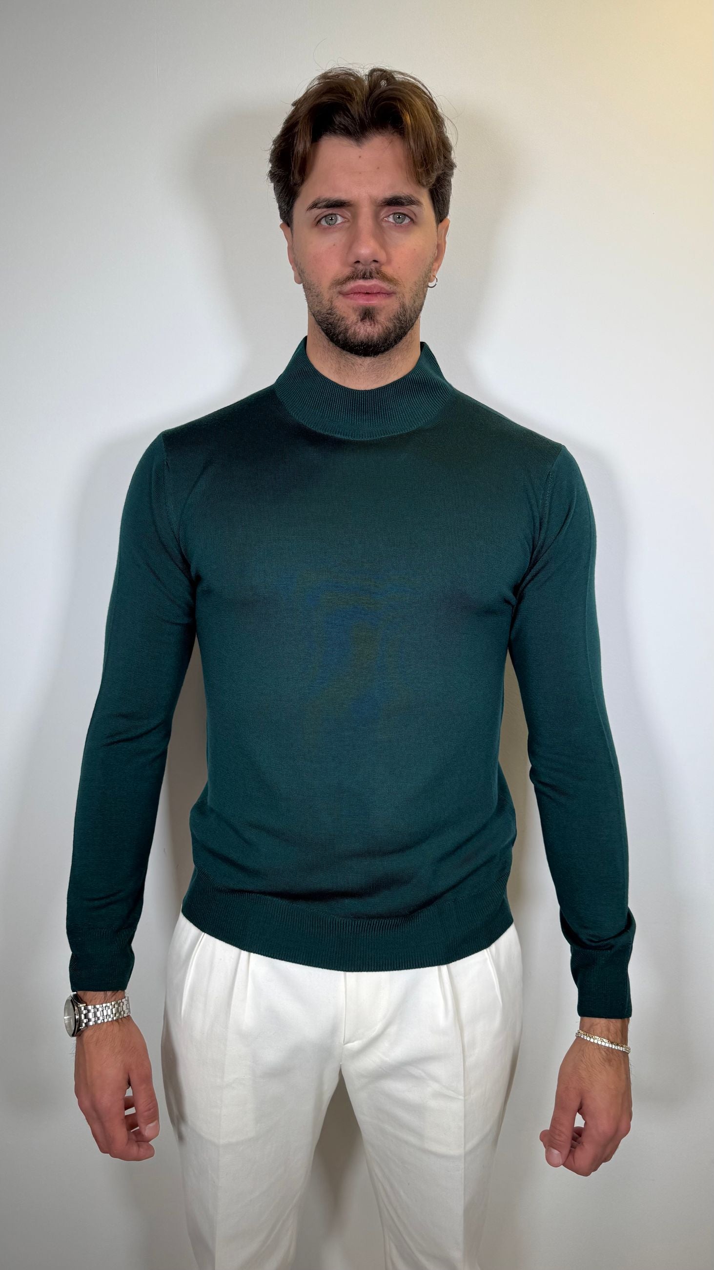 LUPETTO IN PURA LANA - VERDE BOTTIGLIA