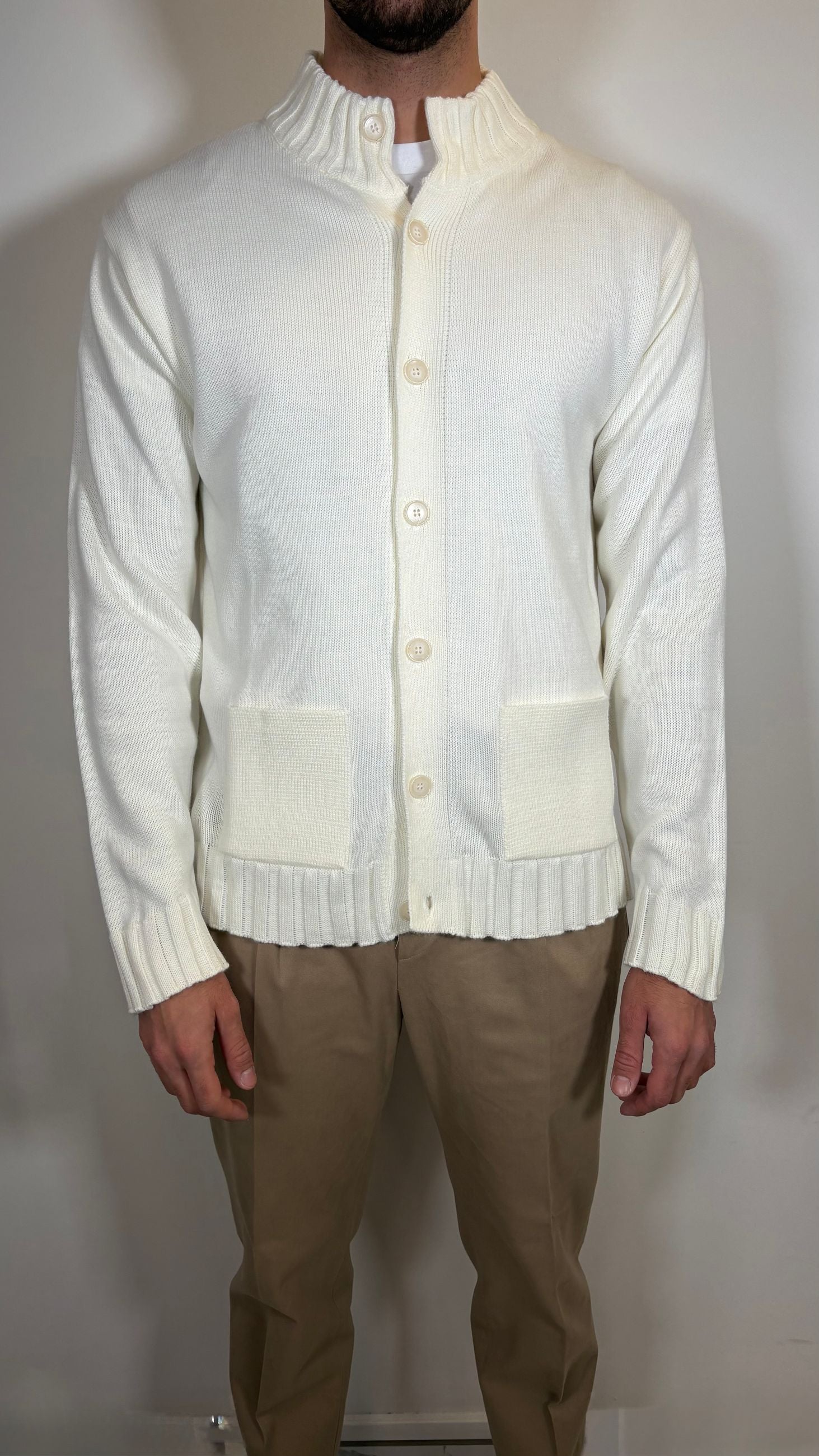 CARDIGAN CON TASCHE BIANCO- ALESSANDRO GILLES