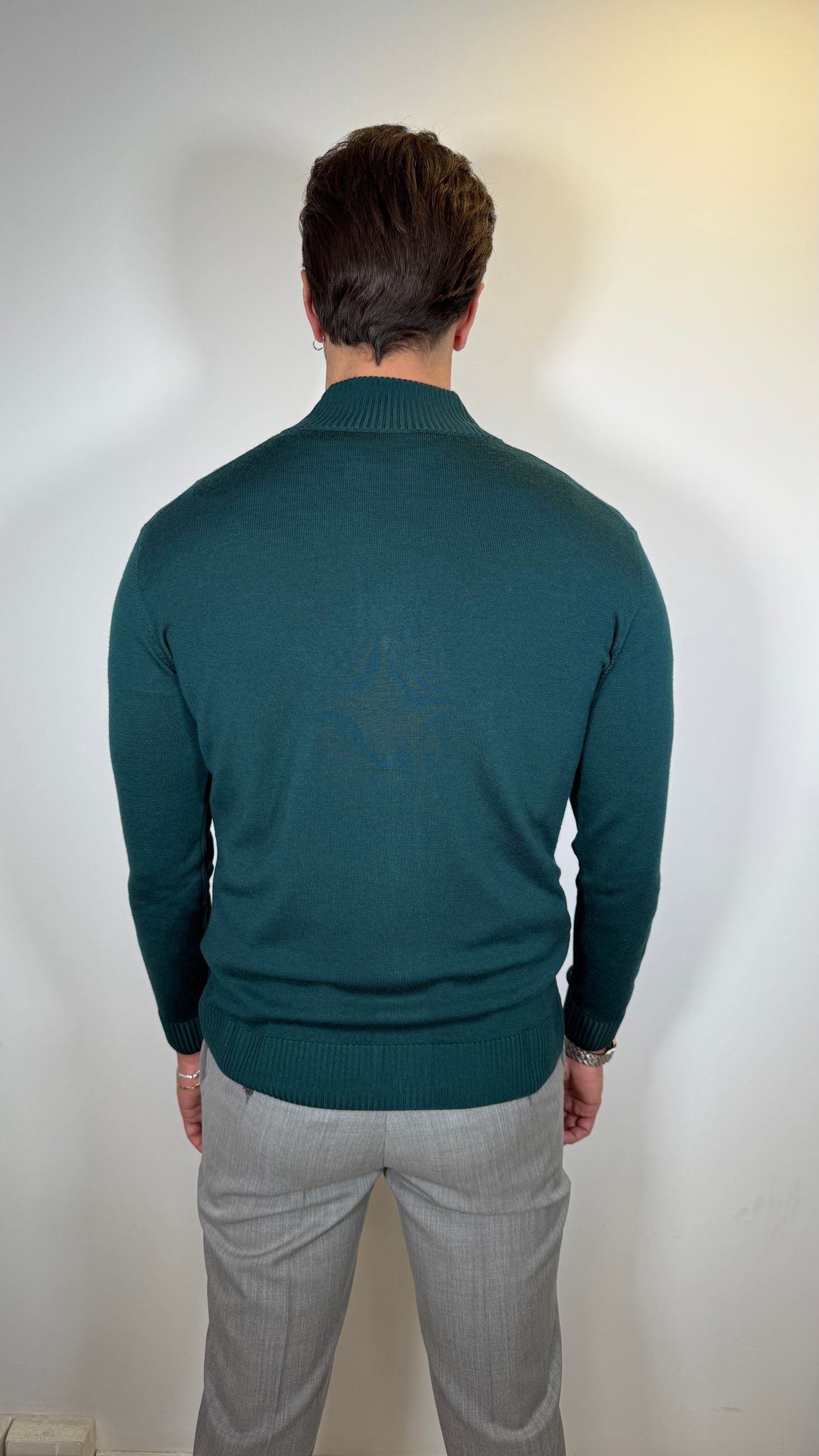 CARDIGAN CON BOTTONI IN PURA LANA - VERDE