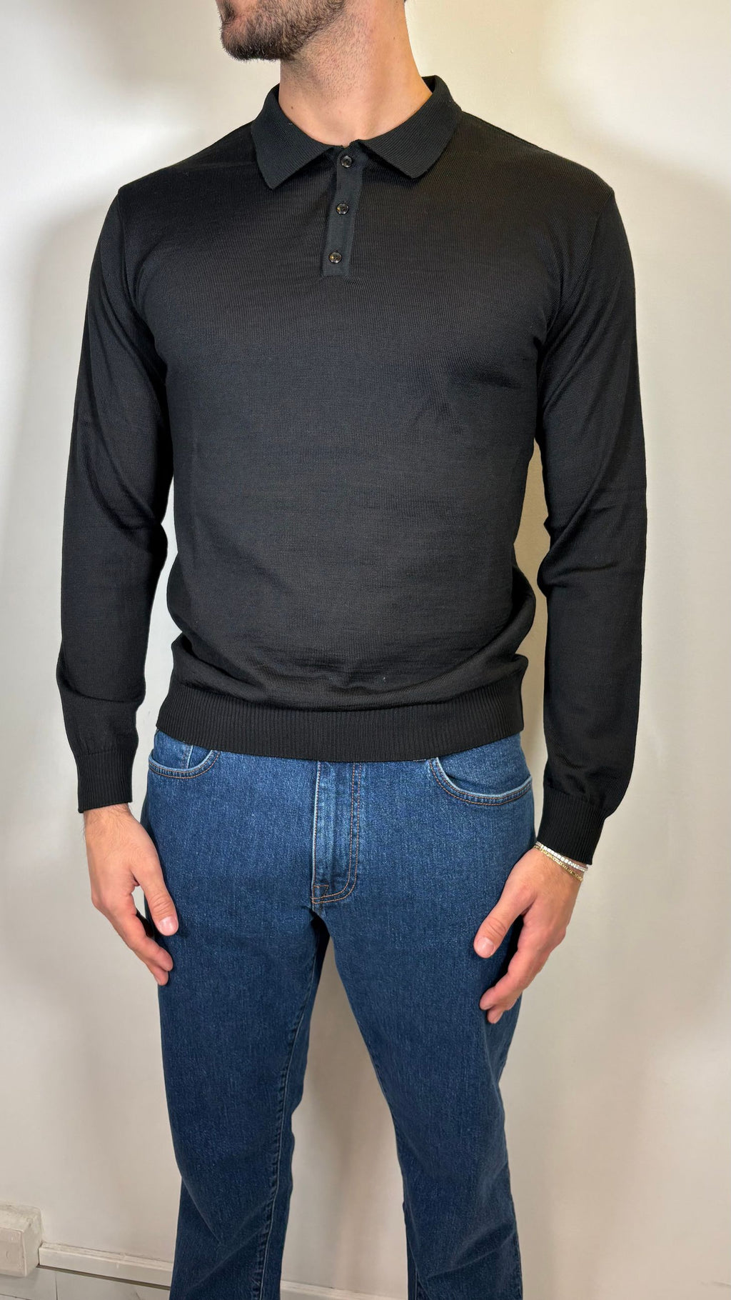POLO IN LANA NERA - ALESSANDRO GILLES