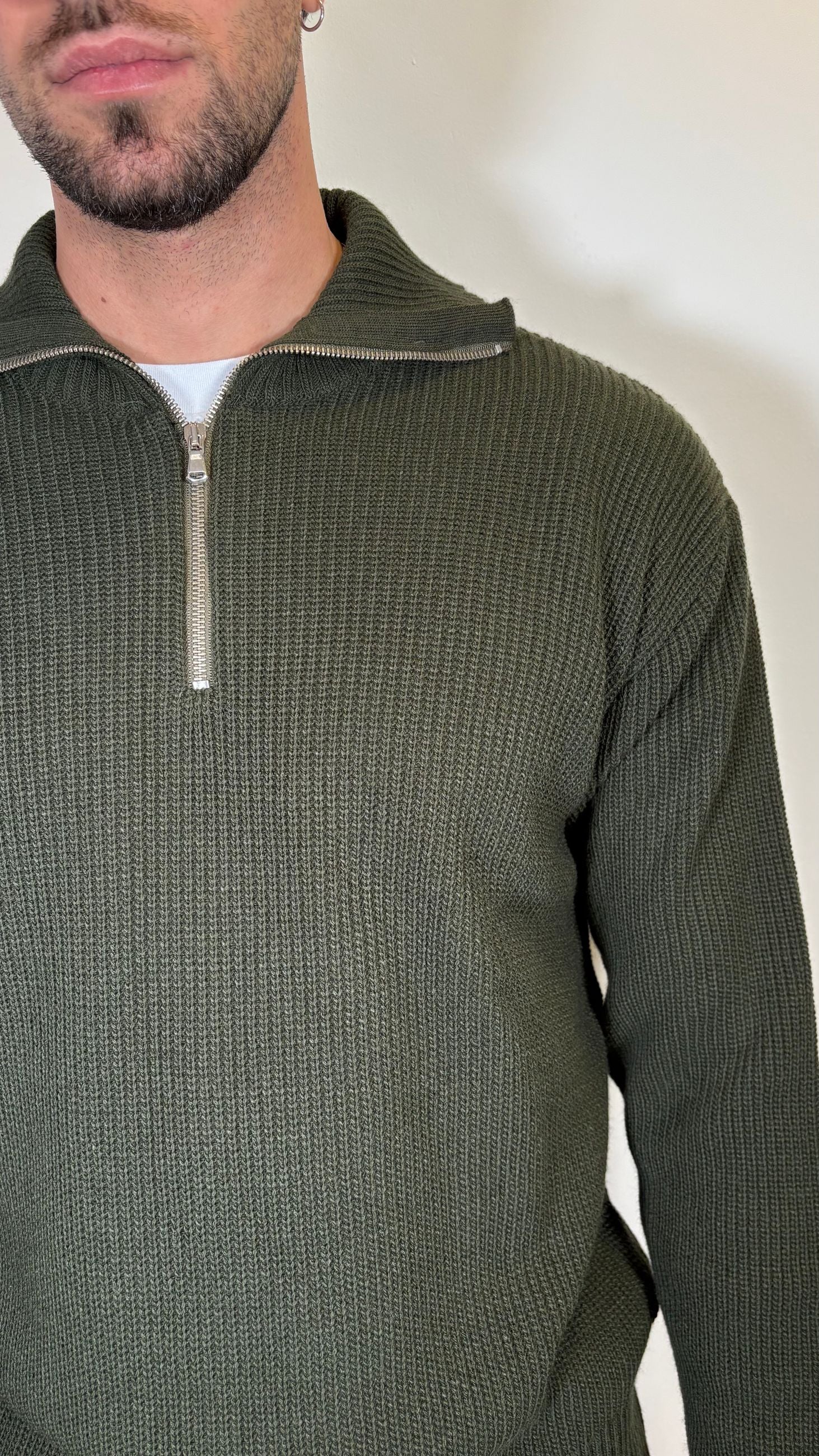 MAGLIONE MEZZA ZIP VERDE- ALESSANDRO GILLES