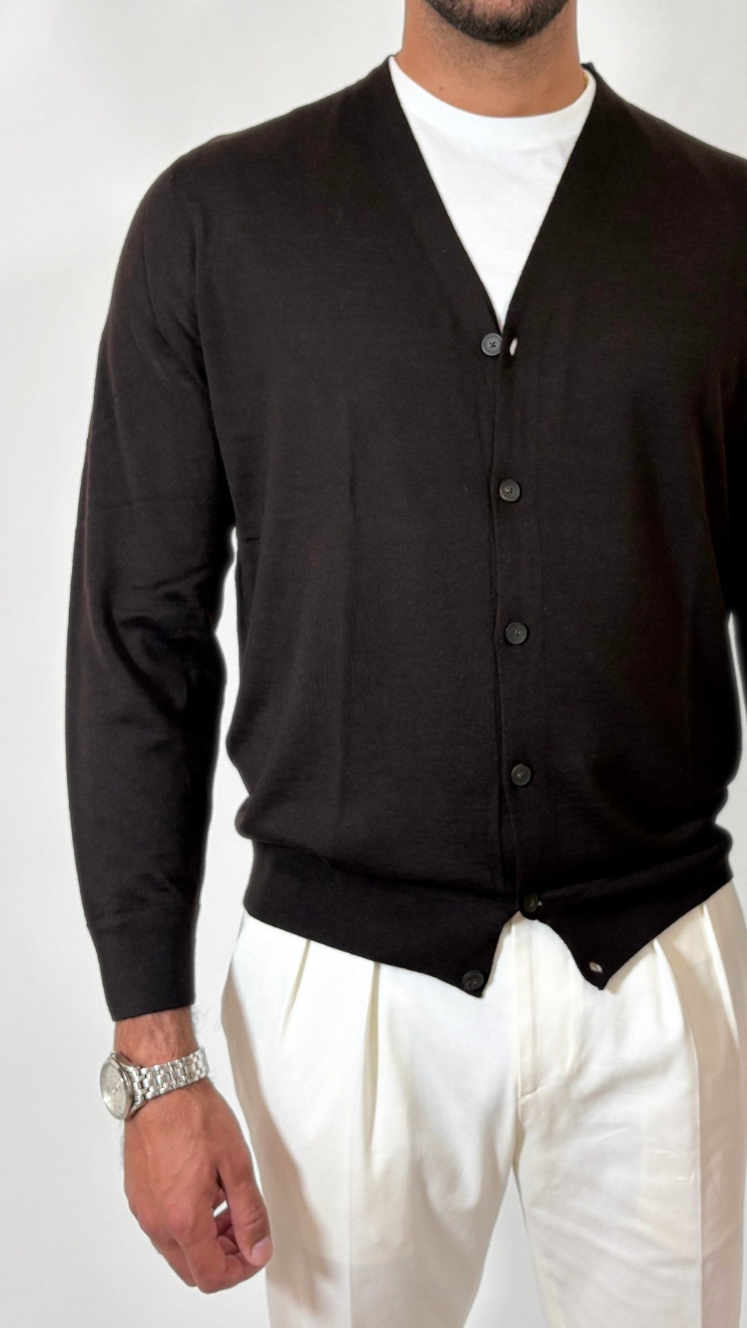 CARDIGAN IN LANA MERINOS - OFFICINA FILATI