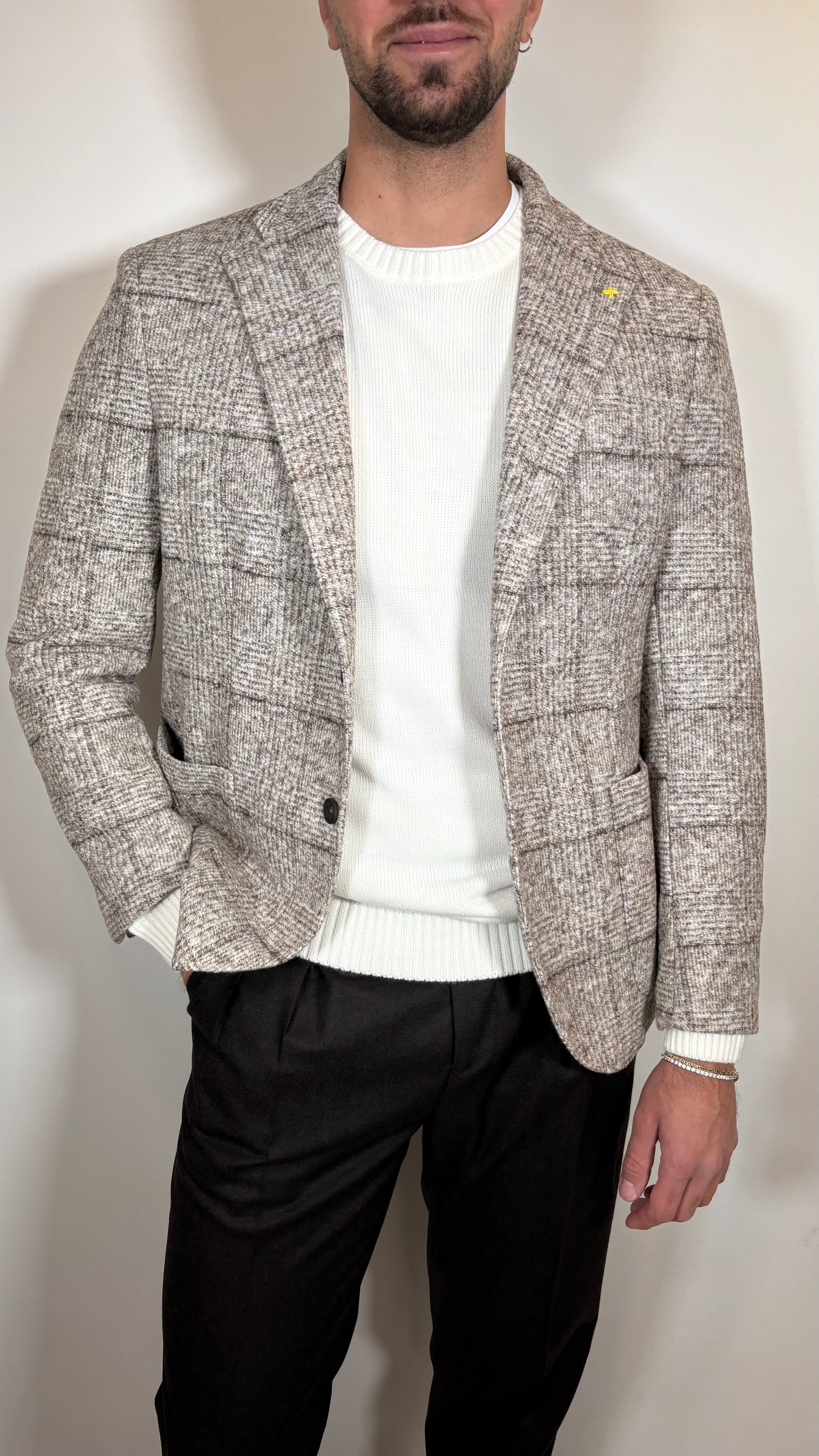 GIACCA IN LANA CHECK MARRONE - ALESSANDRO GILLES