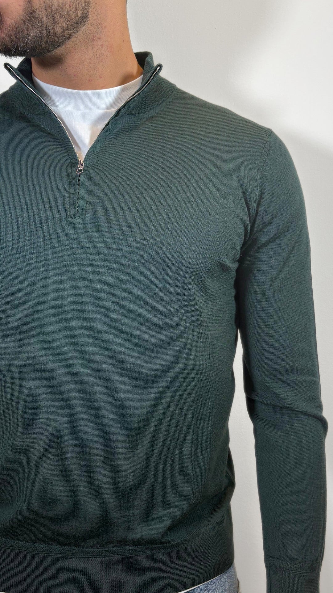 LUPETTO MEZZA ZIP IN LANA MERINOS - OFFICINA FILATI