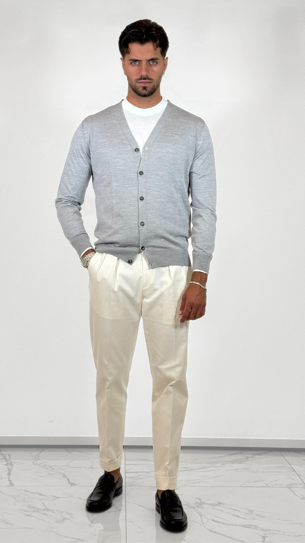 CARDIGAN IN LANA MERINOS- OFFICINA FILATI