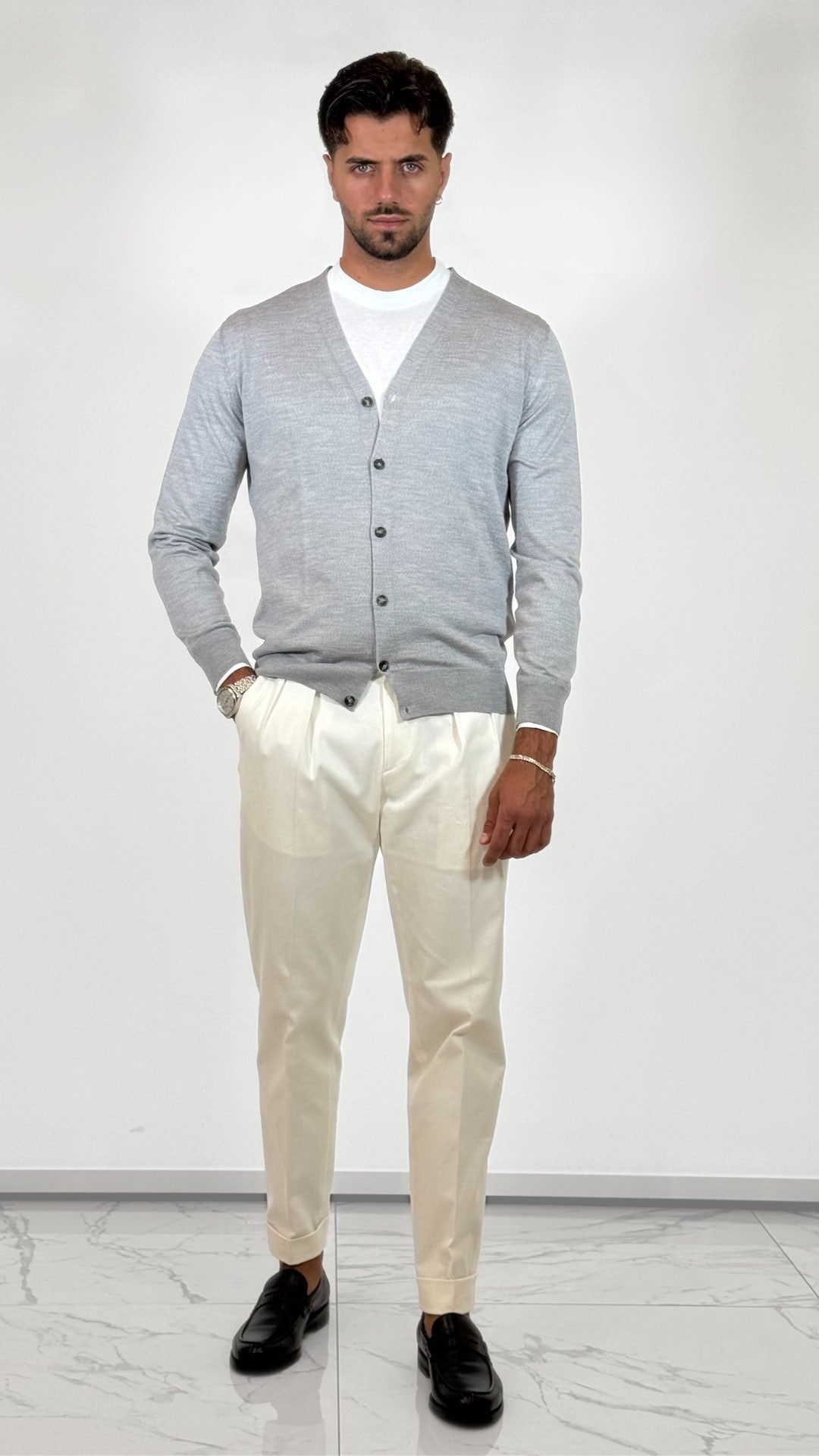 CARDIGAN IN LANA MERINOS- OFFICINA FILATI