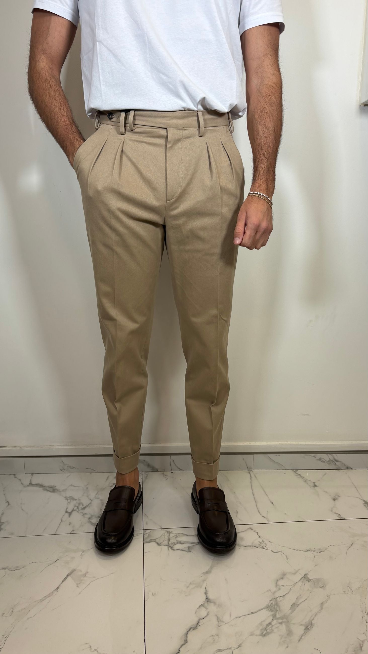 PANTALONE 2 PINCES BEIGE - ALESSANDRO GILLES