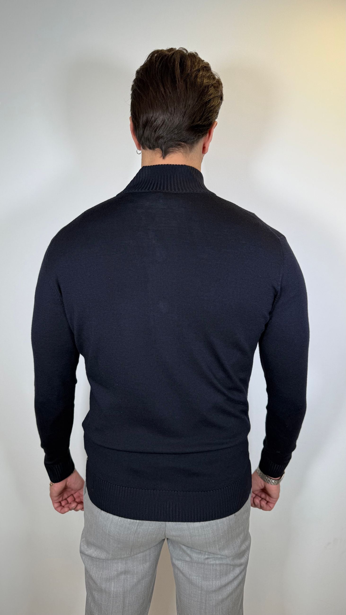 CARDIGAN CON BOTTONI IN PURA LANA - BLU