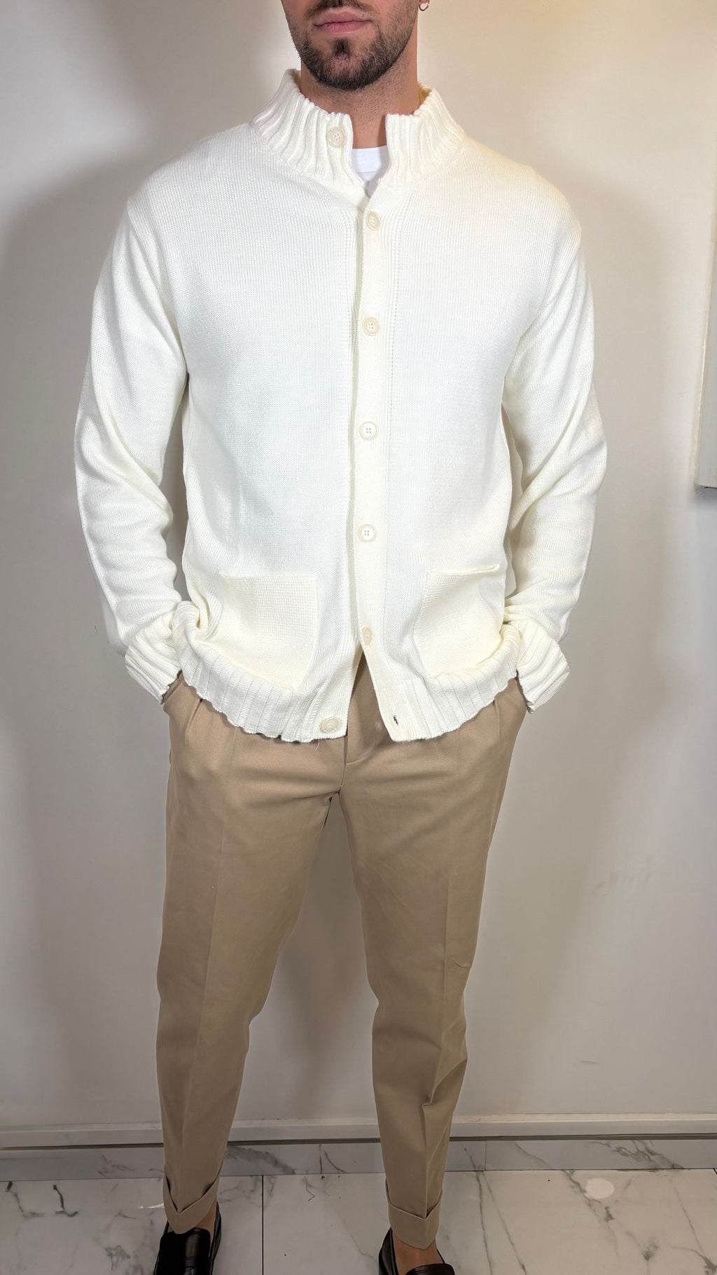CARDIGAN CON TASCHE BIANCO- ALESSANDRO GILLES