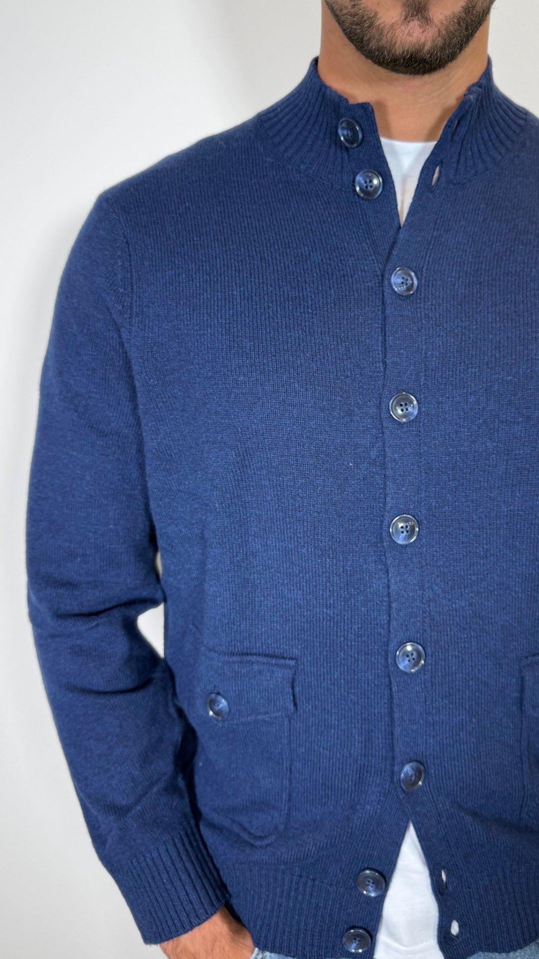 CARDIGAN UOMO COLLO ALTO IN MISTO LANA - ANTONIO FUSARO