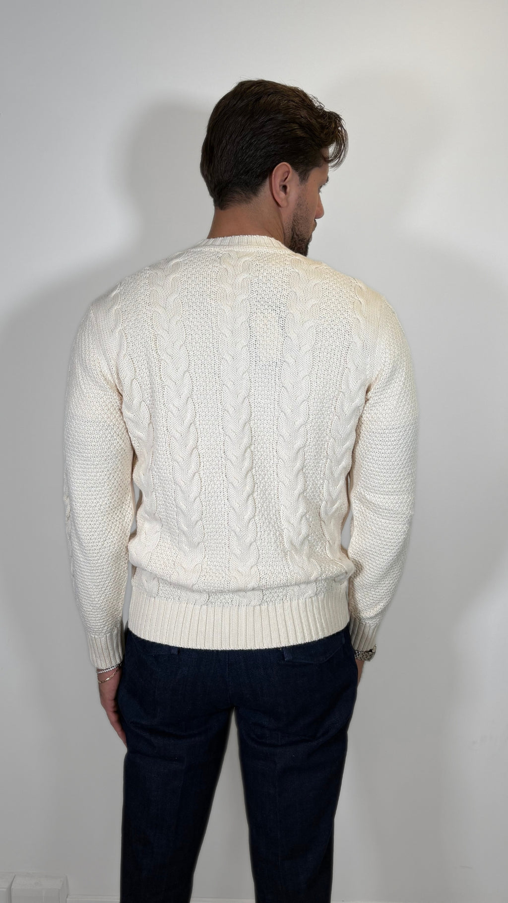 MAGLIONE UOMO TRECCIA IN MISTO LANA- ANTONIO FUSARO