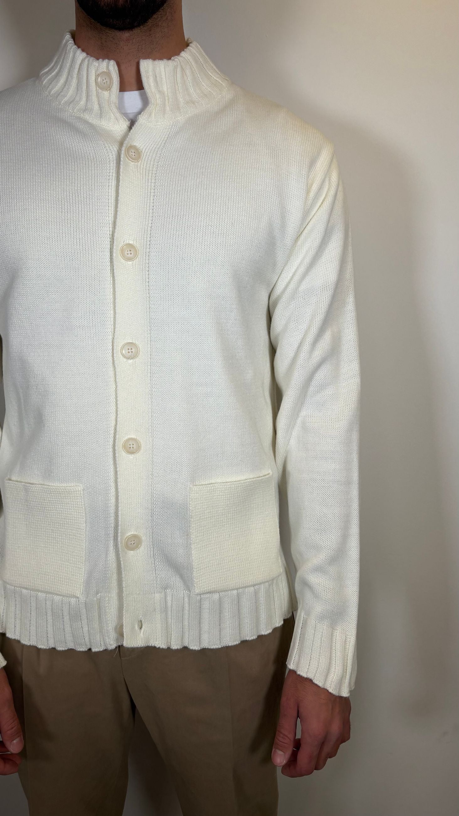 CARDIGAN CON TASCHE BIANCO- ALESSANDRO GILLES