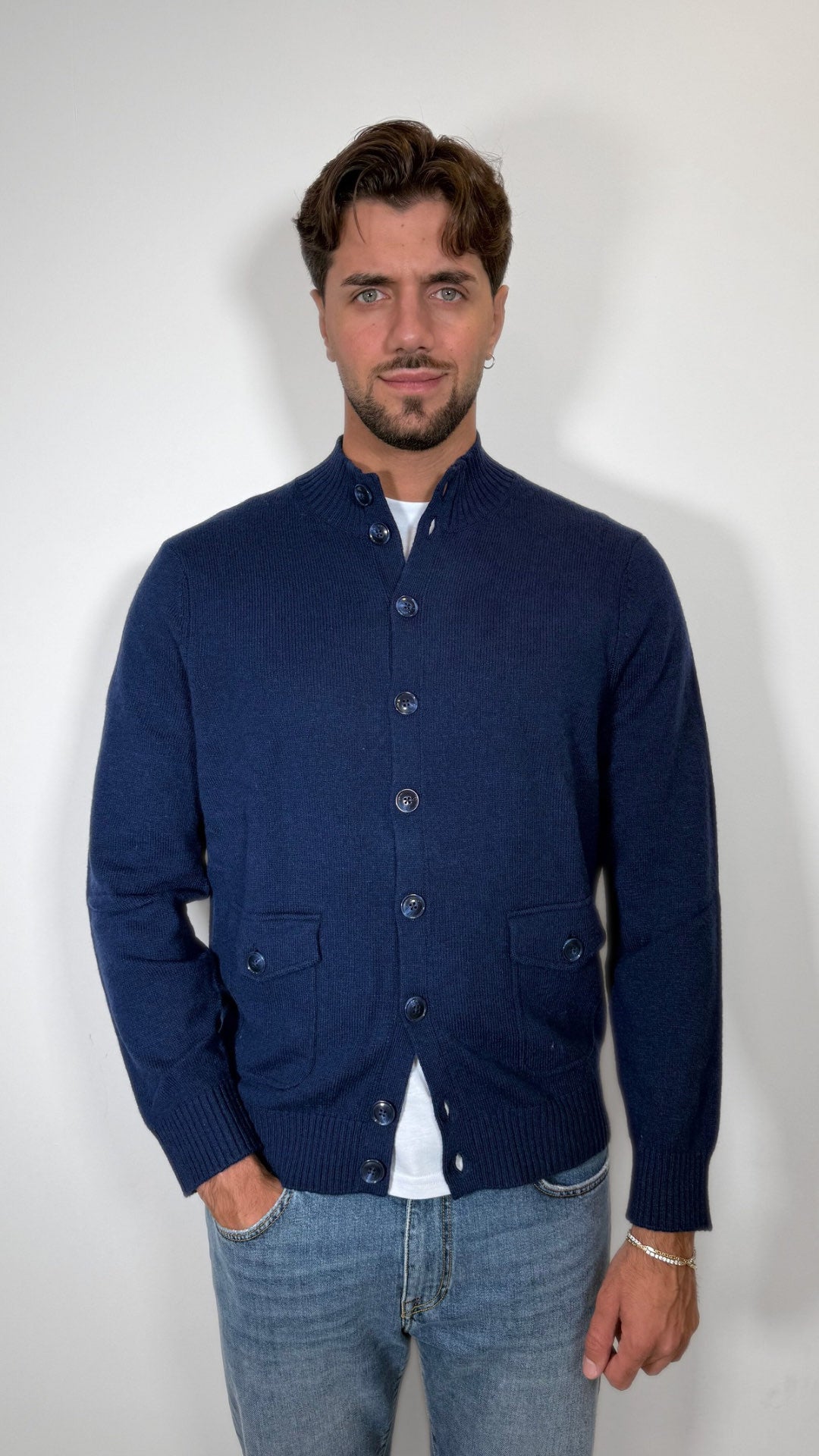 CARDIGAN UOMO COLLO ALTO IN MISTO LANA - ANTONIO FUSARO