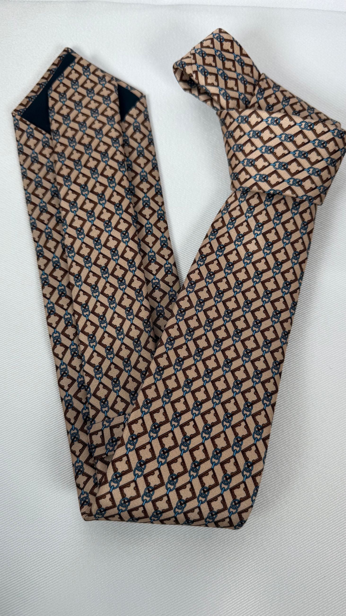 CRAVATTA SARTORIALE IN SETA BEIGE- UMBERTO FORNARI