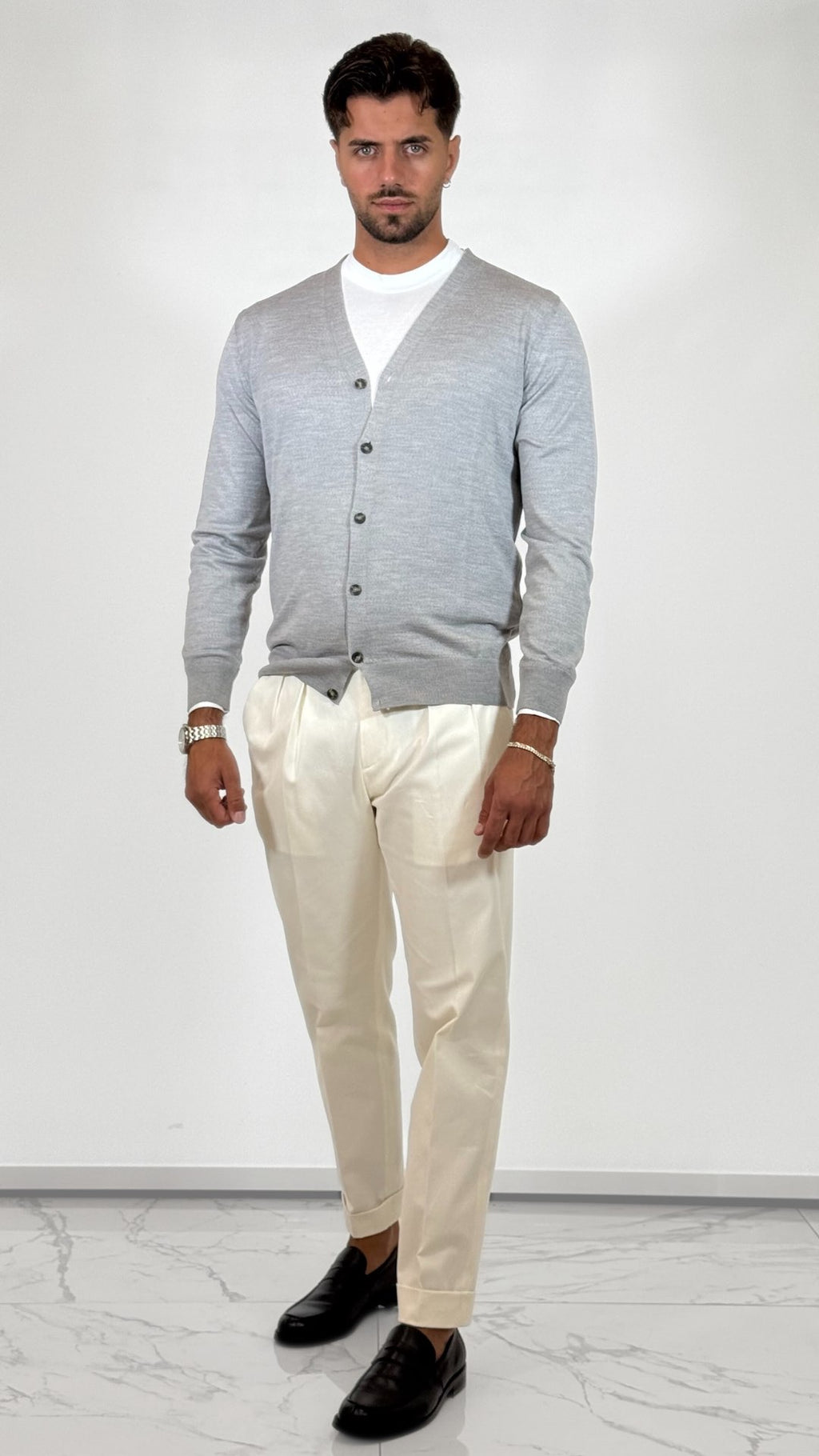 CARDIGAN IN LANA MERINOS- OFFICINA FILATI