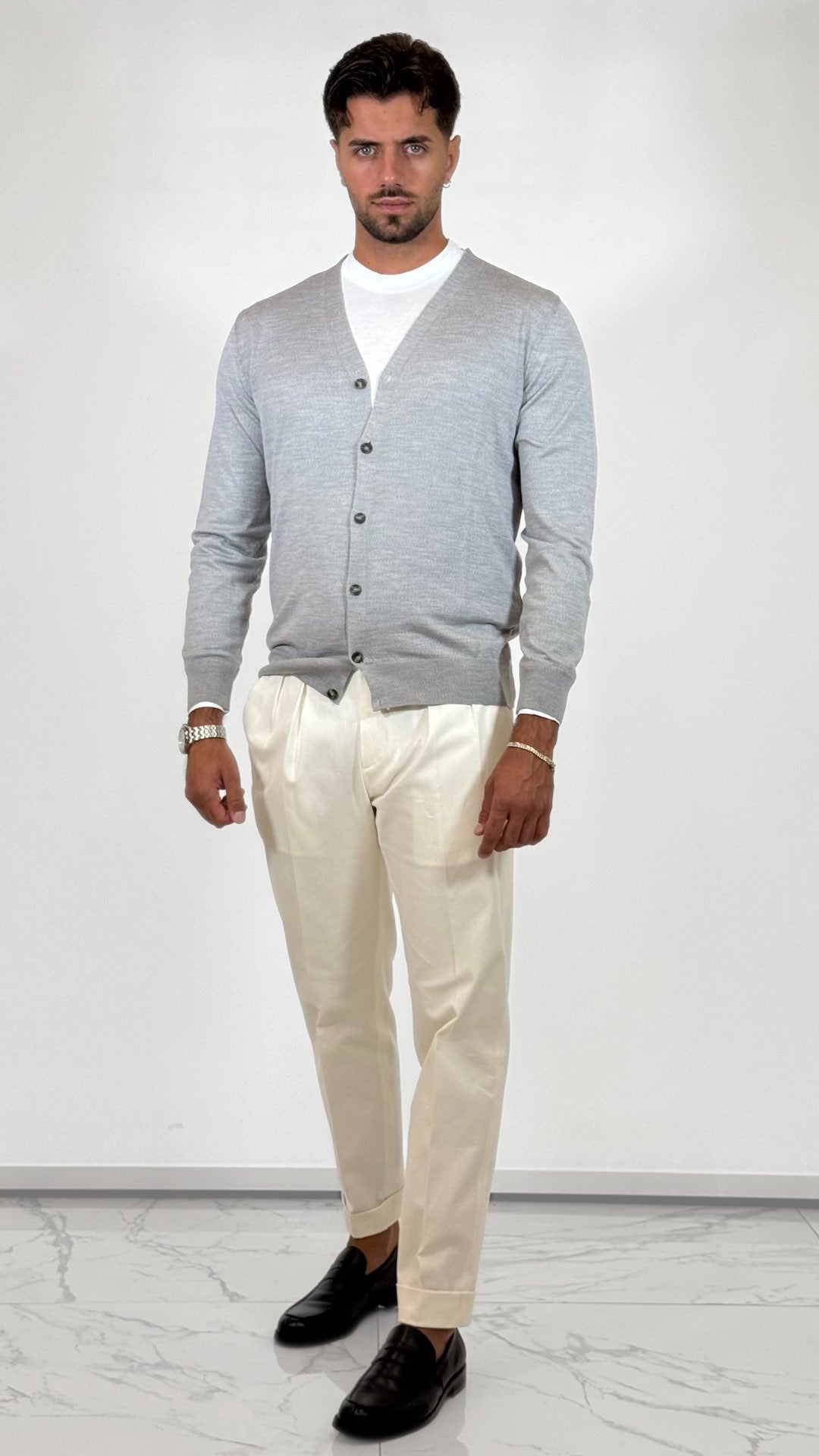 CARDIGAN IN LANA MERINOS- OFFICINA FILATI