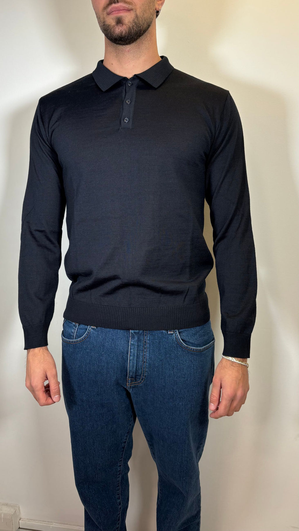 POLO IN LANA BLU- ALESSANDRO GILLES