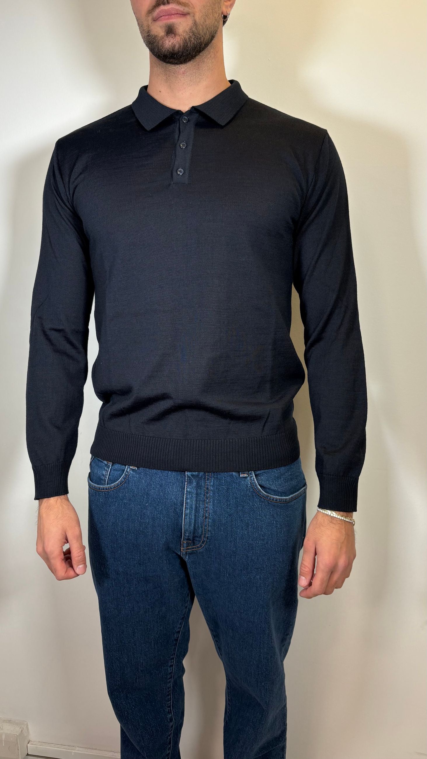 POLO IN LANA BLU- ALESSANDRO GILLES