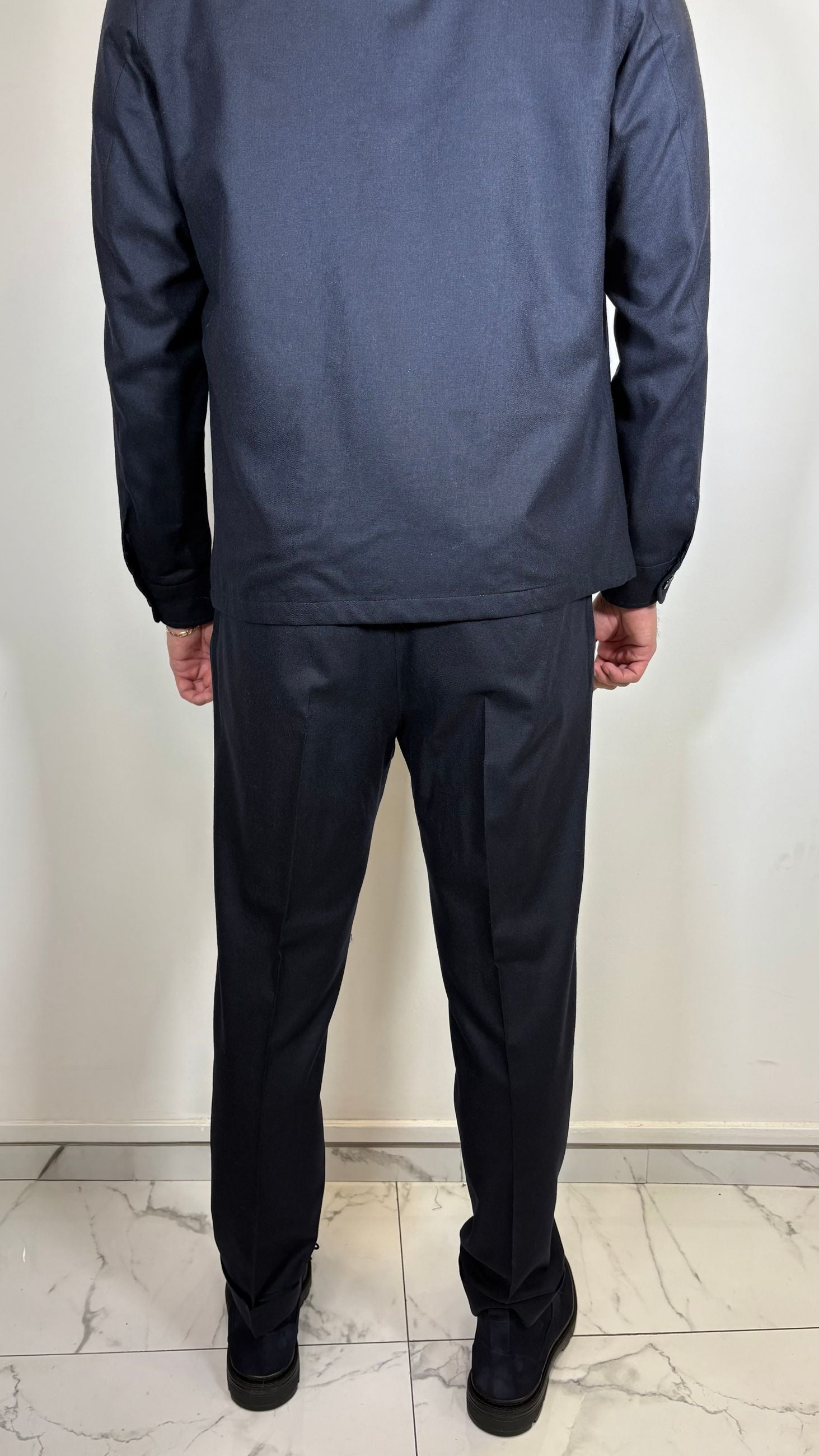 PANTALONE IN FLANELLA DI LANA 2 PINCES BLU - ALESSANDRO GILLES