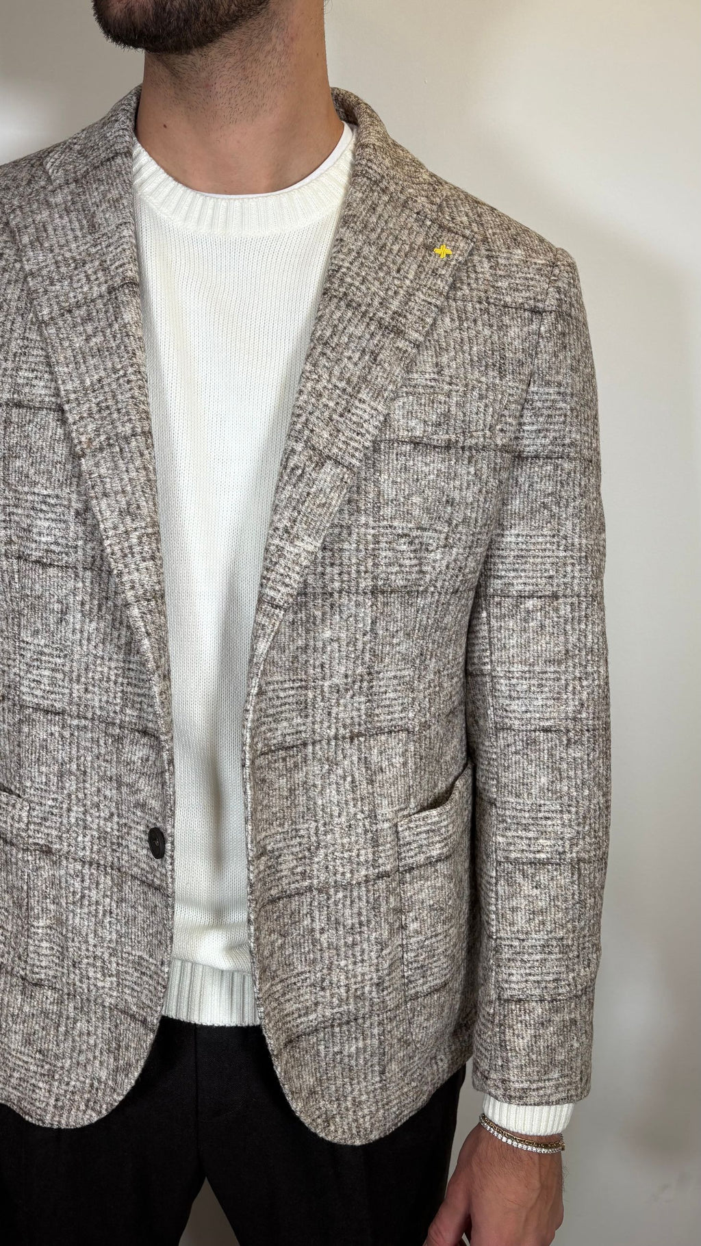 GIACCA IN LANA CHECK MARRONE - ALESSANDRO GILLES