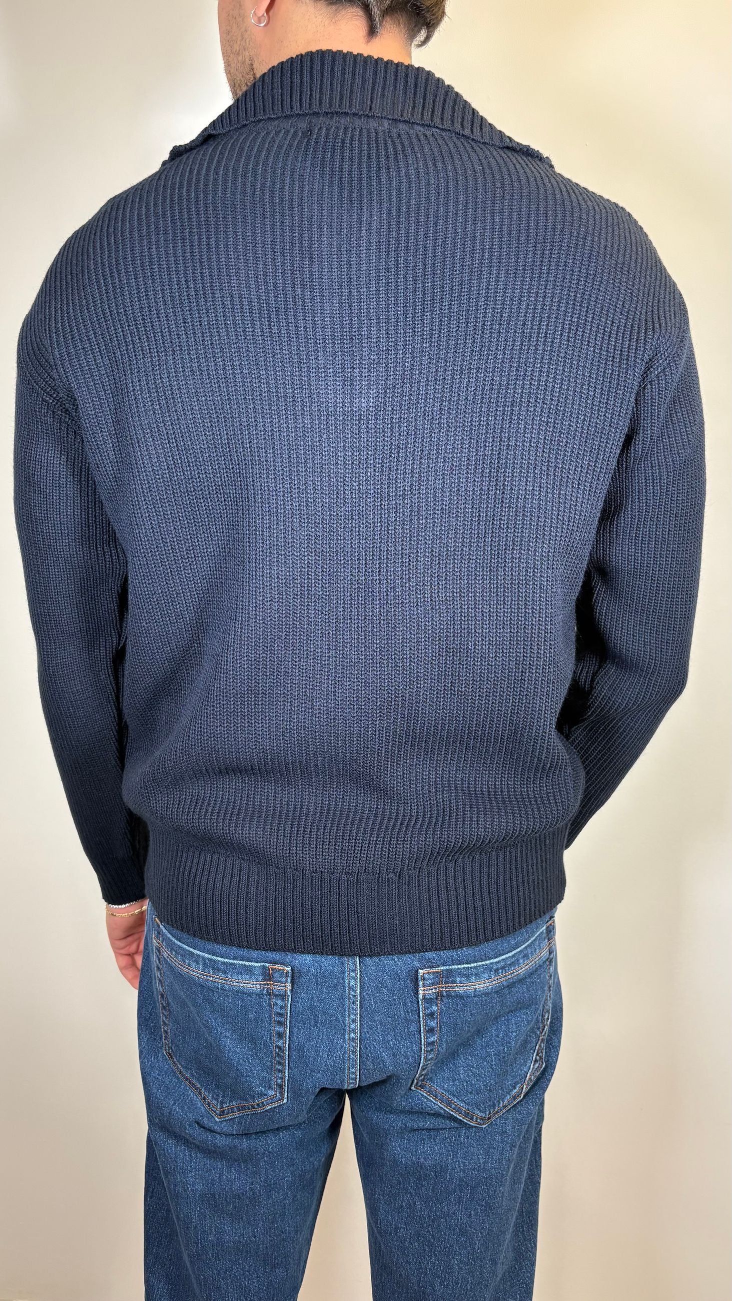 MAGLIONE MEZZA ZIP BLU - ALESSANDRO GILLES