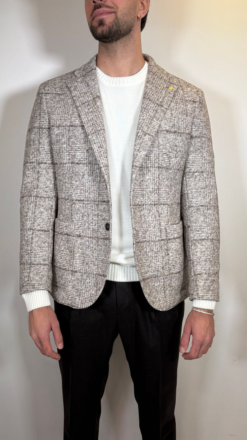 GIACCA IN LANA CHECK MARRONE - ALESSANDRO GILLES