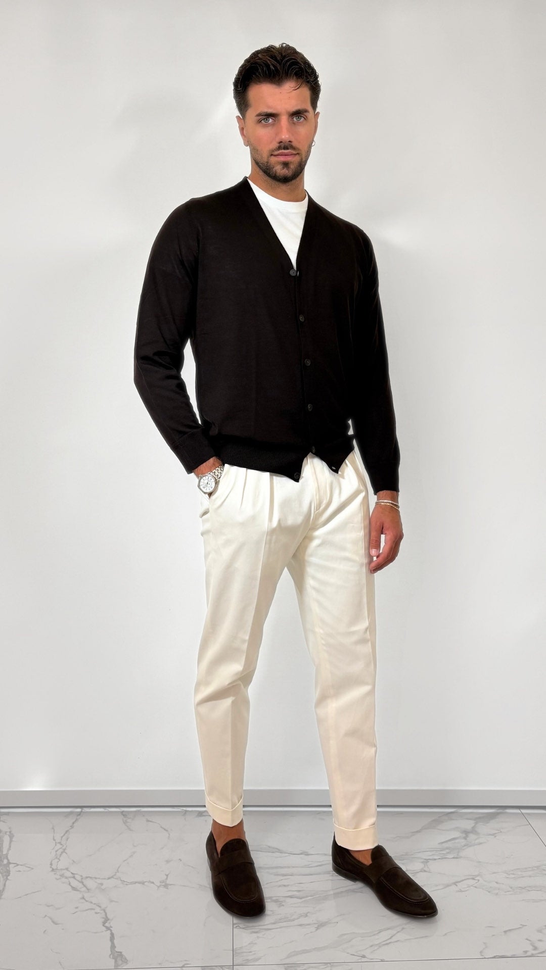CARDIGAN IN LANA MERINOS - OFFICINA FILATI