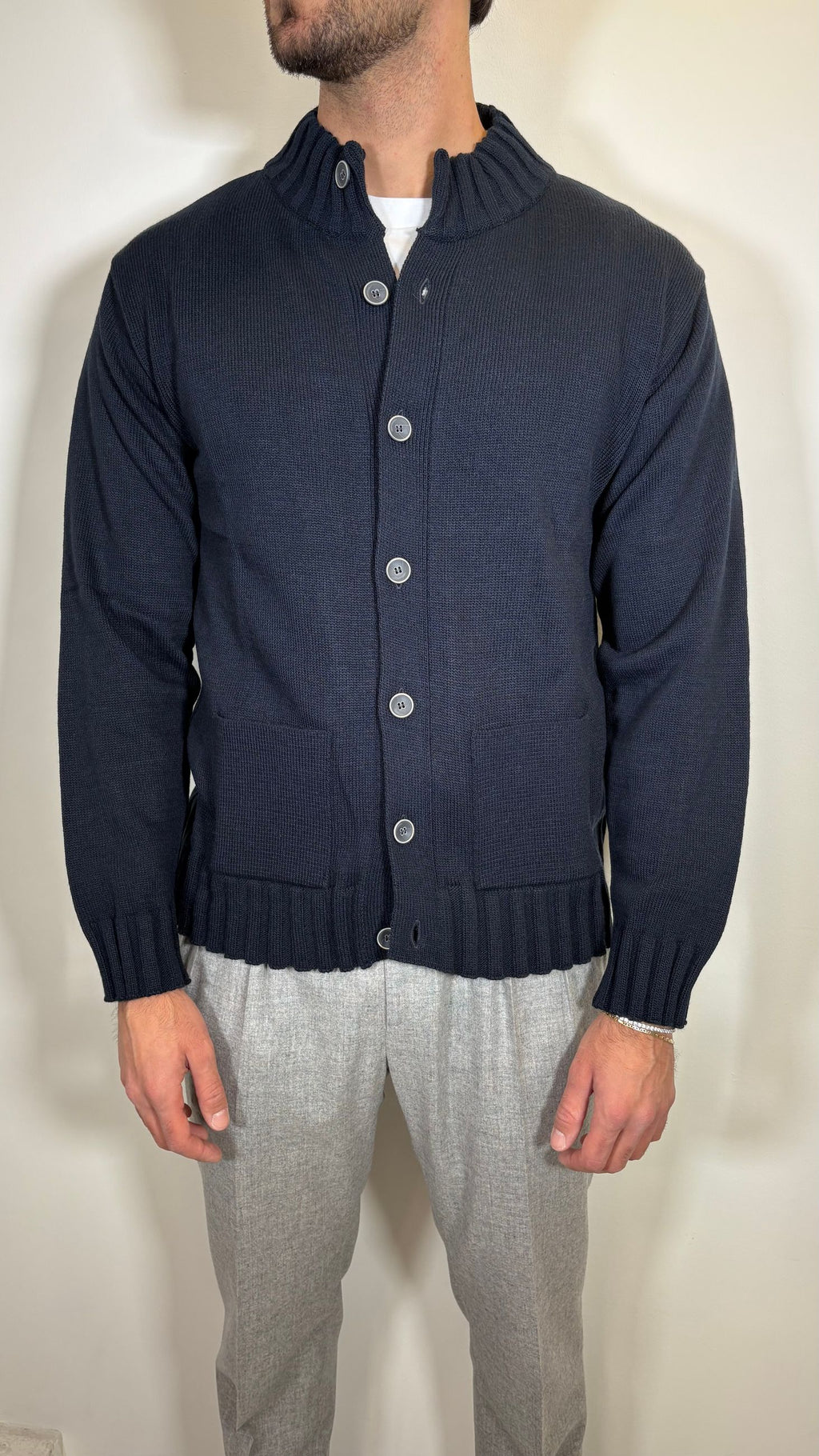 CARDIGAN CON TASCHE FRONTALI BLU - ALESSANDRO GILLES