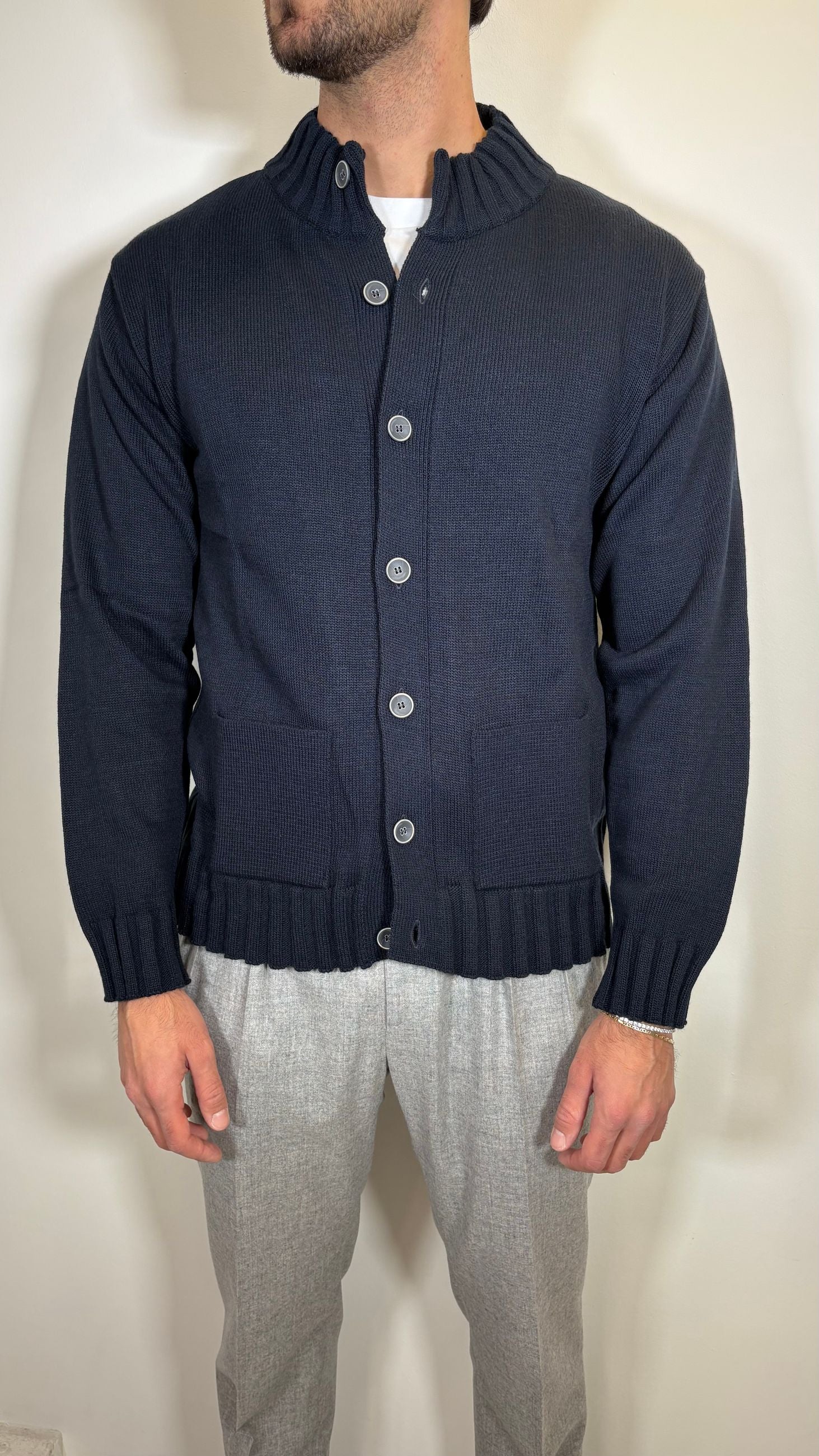 CARDIGAN CON TASCHE FRONTALI BLU - ALESSANDRO GILLES