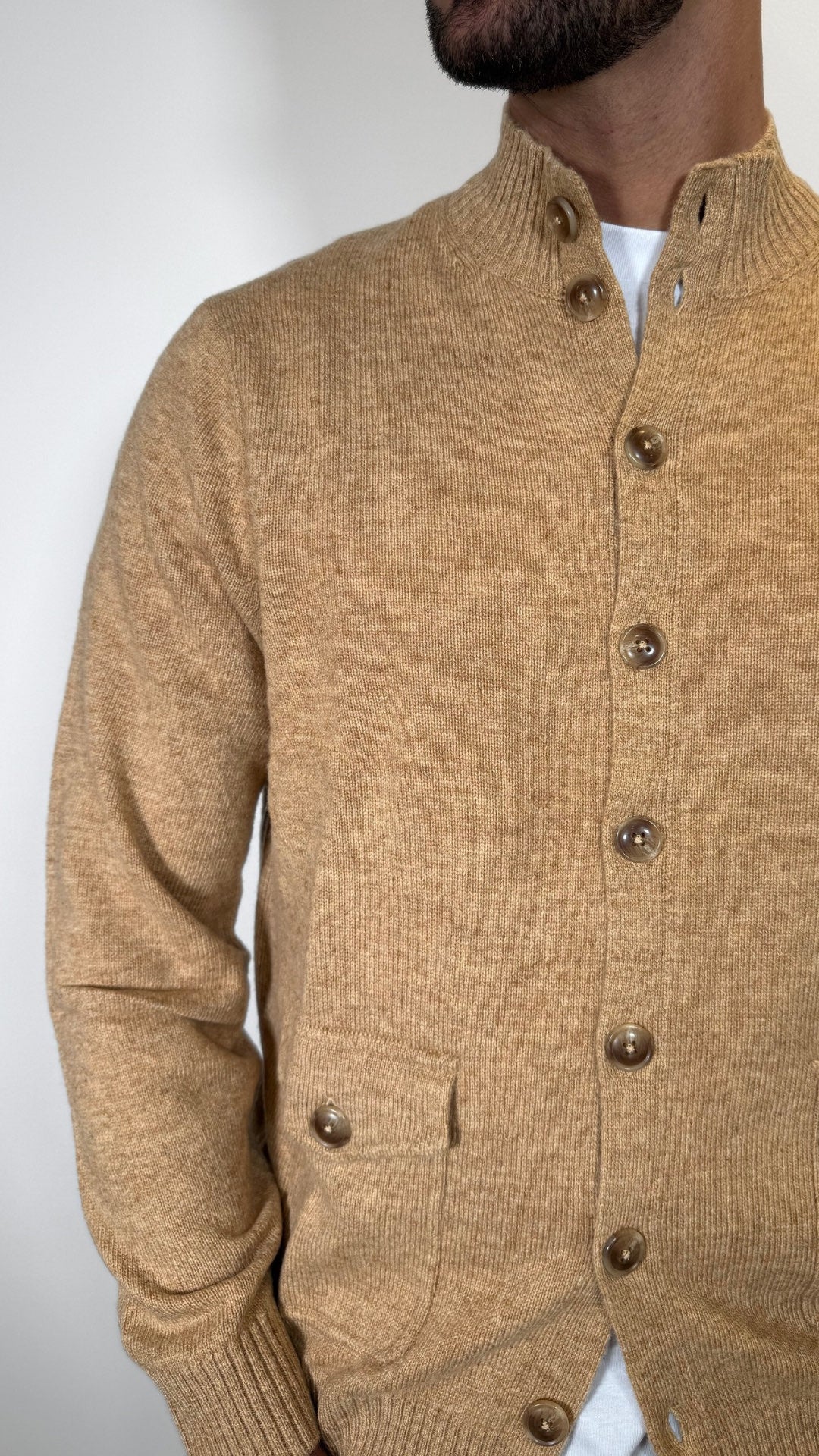 CARDIGAN UOMO COLLO ALTO IN MISTO LANA - ANTONIO FUSARO